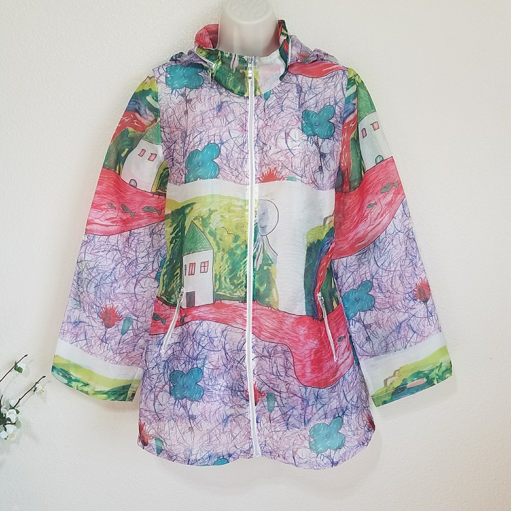 Anthropologie Luii Light Printed Hooded Jacket